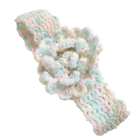 Vintage Handmade Crochet Floral Headband Rosette Baby Girl Pink Pastel Multi - Picture 1 of 5
